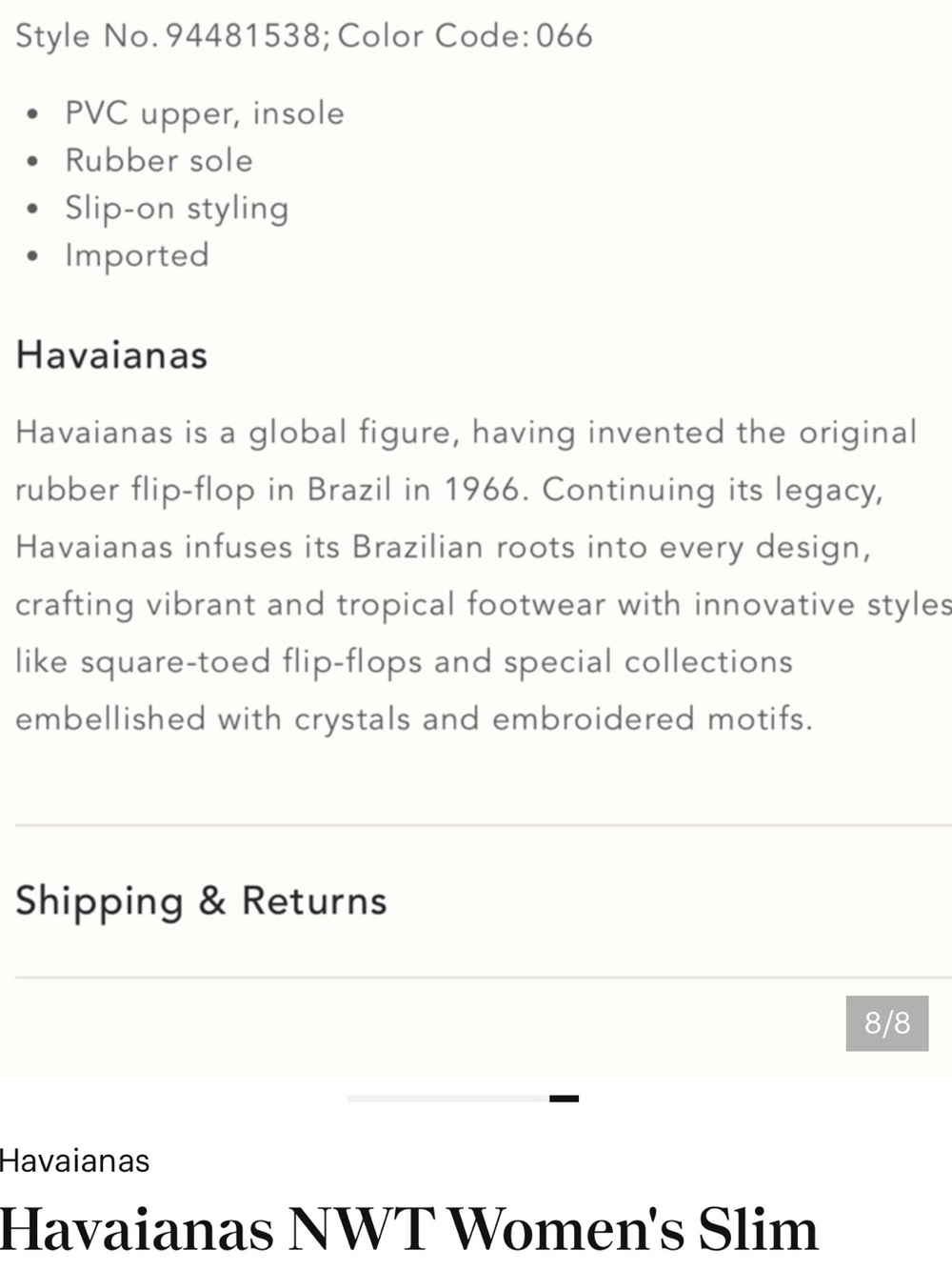 NWT Havaianas Women’s Slim Point Rose Gum Size 7 Flip Flops - Picture 8 of 8
